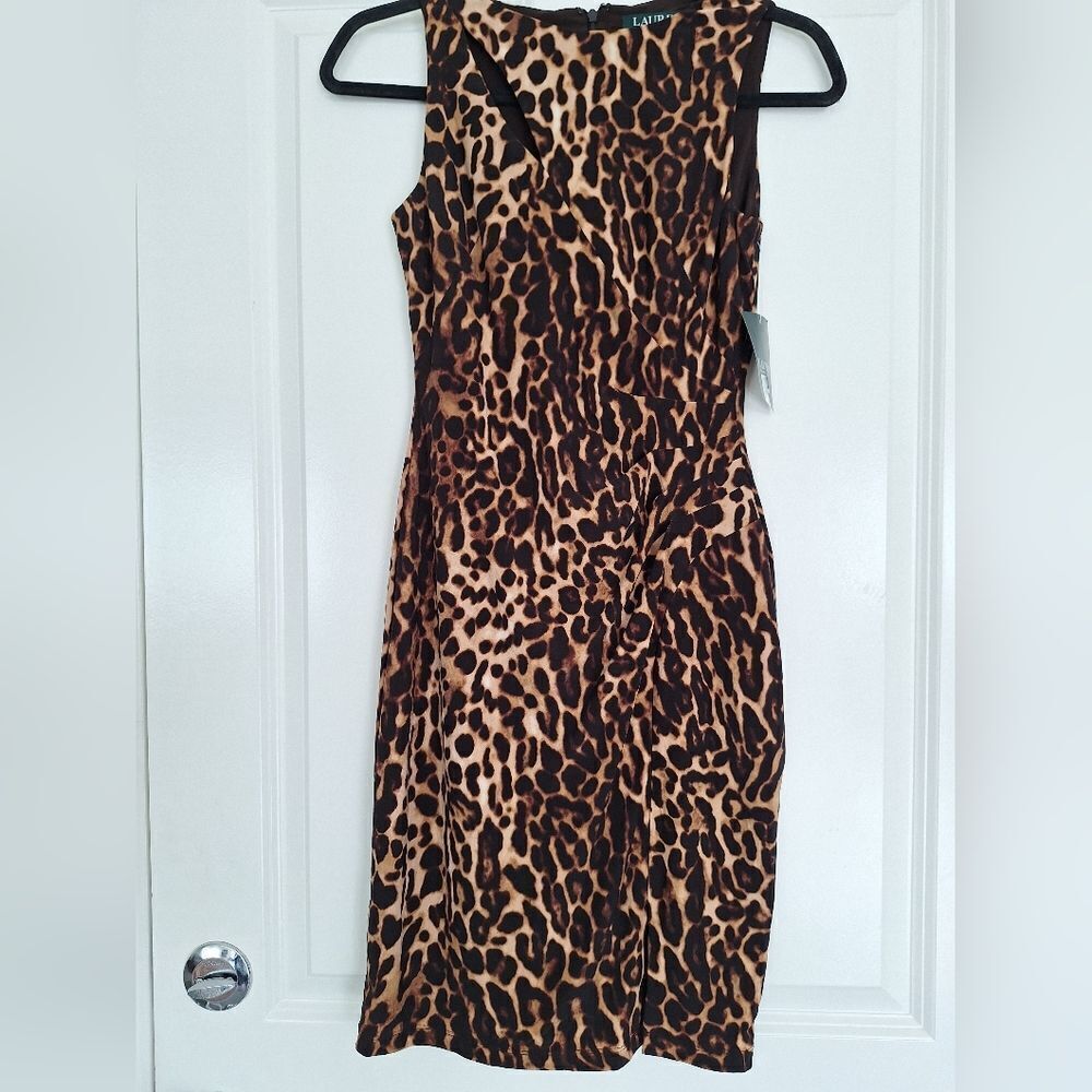 NWT Lauren Ralph Lauren Leopard Print Midi Dress